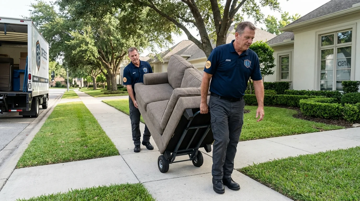 Local residential moving crew loading furniture in Westby, WI